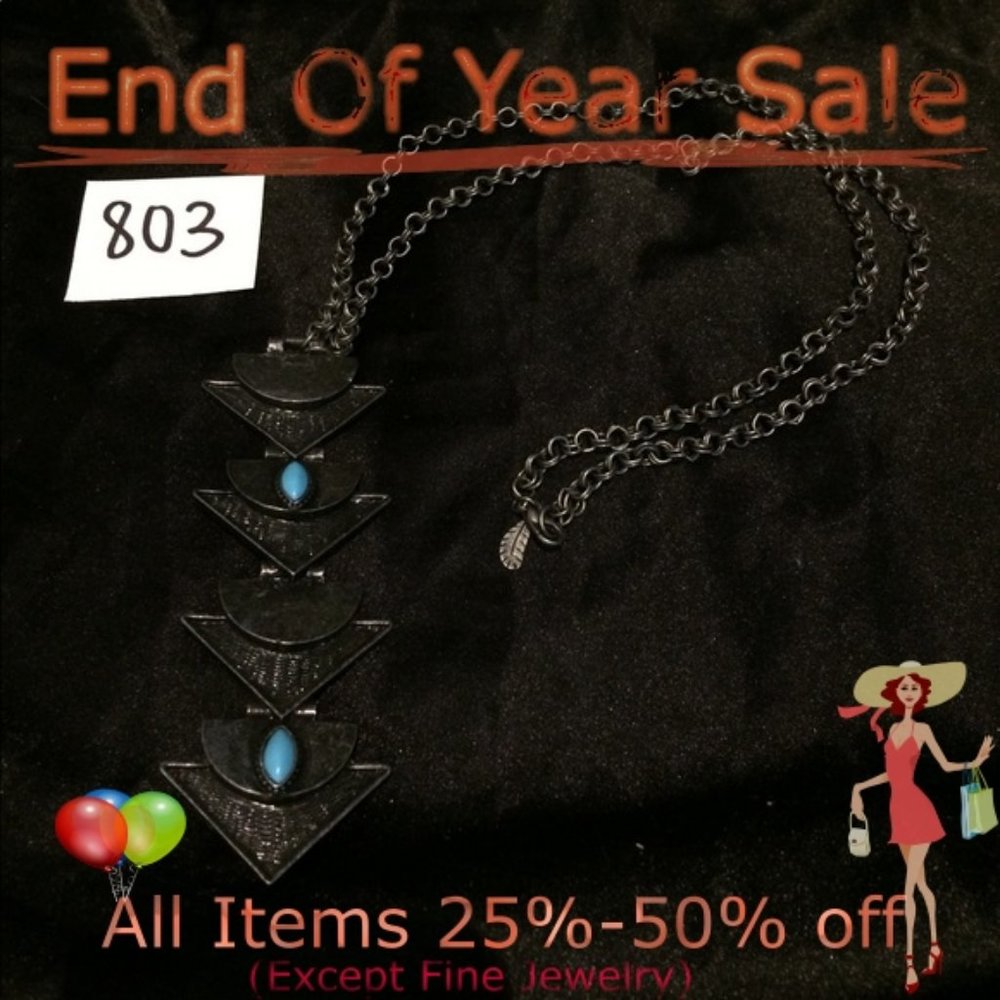 Black Pendent with simulated Turquoise Necklace
